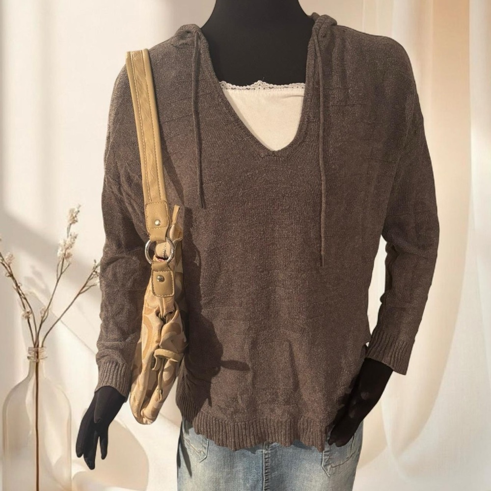 Vintage Y2K American Eagle Mocha Brown Slouchy Hooded Sweater